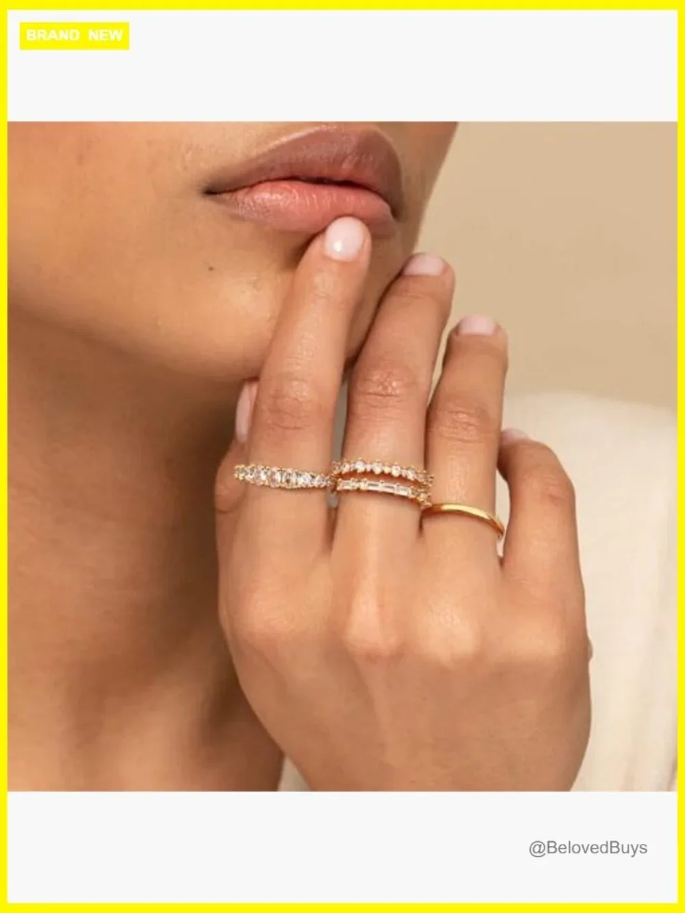 Stacking Ring Set 14K Gold Plated Cubic Zirconia Stackable Rings for Women Size